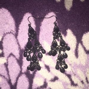 Black chandelier dangle earrings